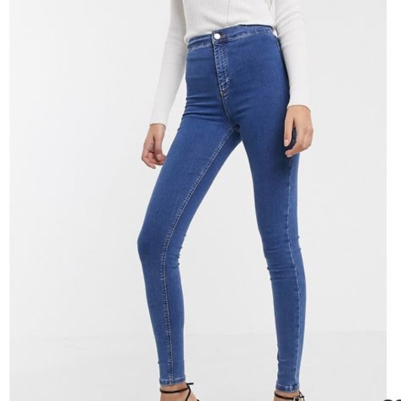 Topshop Joni Skinny Jeans In Mid Wash Blue - Picture 1 of 7